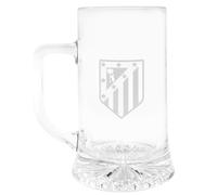 Chope à bière Atlético de Madrid 500 ml │ Verre dépoli sans BPA │ Poignée et fermeture sécurisée │ Dans une boîte cadeau - Produit officiel amateur - Idéal pour la maison, bar ou cadeau