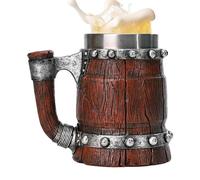 Chope à bière - Résine 9,5x15,2x17cm | Tasse à boire | Chope à bière en bois avec capacité pour whisky, boissons froides Restaurant nordique Vintage Bar