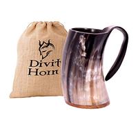 Chope à boire de style Viking Divit | Authentique chope en corne de bière médiévale | Capacité de 700 mL (24 oz) | Coupe en corne de la plus haute qualité (Originale, Polie)