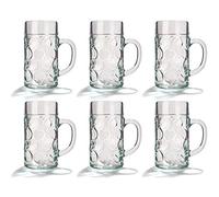 Chopes à bière 500 ml-Lot de 6 chopes à bière en verre avec poignée Mugs chopes de bière, à 1,1 l