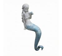 Chosertory Décoration Sirène Fantaisiste Queue à Écailles Bleues, Statue Sirène Coquillage, pr Balcon