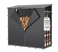 CHOSHOME Range-Bûches Extérieur avec Toit métallique 185 x 70 x 185 cm | galvanisé à chaud, abris bois exterieur Anthracite 3.3 SRM / 2.3m³, cadre métallique 30 × 30 mm, Avec bâche