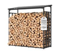 CHOSHOME Range-Bûches Extérieur avec Toit métallique 185 x 70 x 185 cm | rangement bois XXL, galvanisé à chaud, abris bois exterieur Anthracite 3.3 SRM / 2.3m³, cadre métallique 30 × 30 mm