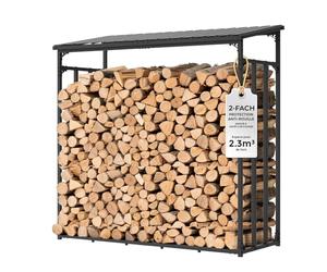 CHOSHOME Range-Bûches Extérieur avec Toit métallique 185 x 70 x 185 cm | rangement bois XXL, galvanisé à chaud, abris bois exterieur Anthracite 3.3 SRM / 2.3m³, cadre métallique 30 × 30 mm