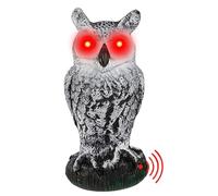 Chouette Épouvantail, 27cm Hibou Effaroucheur Figure avec Yeux Lumineux et Son, Simulation Réaliste de Cris D'épouvantail Répulsi_f pour Oiseaux et Pigeons