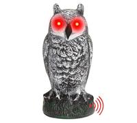 Chouette Épouvantail, 27cm Hibou Effaroucheur Figure avec Yeux Lumineux et Son, Simulation Réaliste de Cris D'épouvantail Répulsi_f pour Oiseaux et Pigeons
