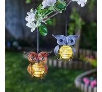 Chouette solaire décorative Lampe de jardin, 4 led en cuivre