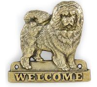 Chow-chow - plaque de porte avec chien, plaque de bienvenue en laiton, plaque exceptionnelle avec l'inscription « Welcome » de la marque Art-Dog