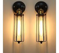 Chrasy 2PC Vintage Murale Applique Cage Metal Applique Luminaire Antique Industriel Suspensions Luminaire Corridor Applique Metal Cage Réglable Applique Luminaire Edison Culot E27
