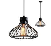 Chrasy E27 Industriel Vintage Métal Suspensions Cage Noir Retro Plafonnier Luminaire Vintage Plafond Plafonnier Lumiere Lampe Pendentif Lumiere Cage Antique Suspensions Luminaire