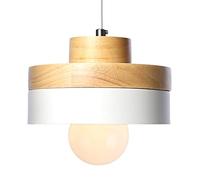 Chrasy E27 Métal Moderne Suspensions Luminaires Industriel Retro Plafonnier Luminaire Lumiere Metal et Bois Luminaire éclairage Vintage Plafonnier Lustre Lampe (Blanc)