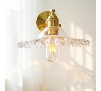 Chrasy E27 Moderne Cuivre Applique Murale Industrielle Verre Murale Luminaires Lampe Plafonnier Industrielle Eclairage de Plafond Lampe Moderne en Vere Abat-jour(Transparent)