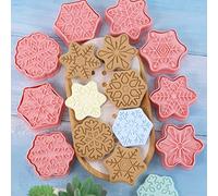 Chrees Ensemble de Moules à Biscuits de Noël 3D, 8 Emporte-pièces pour la Cuisson avec Tampon à Biscuits pour Fête de Vacances (#2)