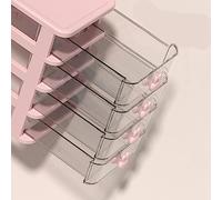 Chrees Grande capacité - Petit organiseur de tiroirs avec poignée en forme de lapin - En plastique transparent à plusieurs niveaux - Pour livres, stylos, bureau - Boîte de rangement avec poignée de