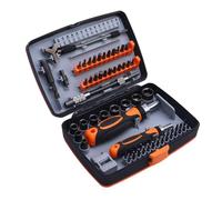 Chrees Kit de cliquet 68 en 1 avec embouts magnétiques, comprend 50 embouts en acier CRV et douilles, design ergonomique, multifonction pour électronique, appareils, appareils