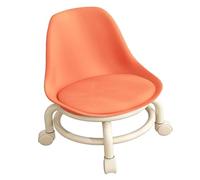 Chrees Tabouret à roulettes Basse Hauteur, Tabouret Roulant pour Enfants avec Dossier et Roues Universelles, Escabeau pour Salle de Bain et Salon (Orange)