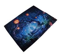 Chrees Tapisserie d'halloween, Tenture Murale de Fond en Fibre de Polyester avec des Lanternes de Citrouille de Cimetière Effrayantes pour la Décoration de Salon de Chambre à Coucher (150 * 150 cm)