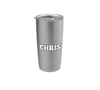 Chris Étiquette avec inscription « Chris » Grand texte blanc Gobelet isotherme en acier inoxydable double paroi