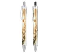 Christ Cross Lot de 2 stylos à bille rétractables 0,5 mm Écriture lisse | Stylo d'écriture rechargeable à encre noire à pointe fine avec prise en main confortable, séchage rapide pour enseignant