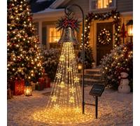Christmas Bell Cascade Luminaire Solaire De Noël, LED Jardin | Lumière Solaire à LED Blanc Chaud en Cascade, décor cloche & étoile, pour allées, jardin, gazon et ambiance de fête.