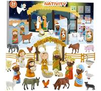 Christmas Calendar 2025 - Advent Nativity Scene Religious, Nativity Small Figurines Calendar, Interactive Holiday Decor, Winter Party Countdown for Home, Living Room, School, Church, Office
