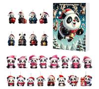 Christmas Calendar 2026 - Acrylic Panda 2026 Merry Christmas Party Favors | 24 Days Countdown Calendar Animal Ornament for Mantel Shelf Tree Fireplace Wall Home Office Dorm