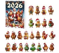 Christmas Calendar, 24 Days Countdown Calendar, Acrylic Ornaments (Chicken) | Calendrier De Compte À Rebours De Noël Avec 24 Pendentifs Amusants En Forme De Poussin, Pour Fenêtre, Porte, Arbre, Rétrovise