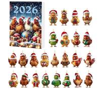Christmas Calendar, 24 Days Countdown Calendar, Acrylic Ornaments (Chicken) | Calendrier De Compte À Rebours De Noël Avec 24 Pendentifs Amusants En Forme De Poussin, Pour Fenêtre, Porte, Arbre, Rétrovise