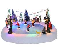 Christmas Concepts® Scène de village à patinoire animée à LED fonctionnant à piles, avec 8 mélodies de Noël - 30 cm