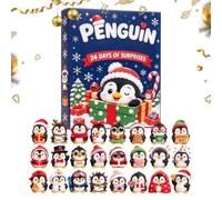 Christmas Countdown - | 24 Days Penguin Figures | Mini 3D Animal Ornaments, Holiday Mantle Decor, for Family Gathering & Party, Cute Seasonal Display Box, Festive Winter Gift