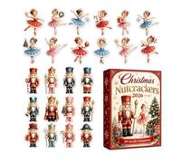 Christmas Countdown Advent Pendentifs Danseurs Plats en Acrylique 2D avec | Compte à Rebours de 24 Jours pour Noël pour Maison, Porte d'Entrée, Sapin, Manteau, Fêtes, Voiture, Bra