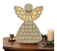 Christmas Countdown Advent To Fill Light Up Angel Wooden Calendar Decor | 24-Day Countdown To Christmas Decoration for Home, Apartment, Farmhouse, Church, Living Room, Study Room
