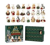 Christmas Countdown Calendar 2026-2D Acrylic Advent - 24 Days Bunny Set | Christmas Collectible Countdown Box Boys Girls Women Adults Family Home Wall Shelf Office Party