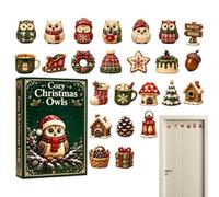 Christmas Countdown Calendar - Acrylic Owl Advent Ornament | 24 Days Festive Countdown for Kids Home Apartment Living Room Bedroom Tree Window Wall Mantel Desk