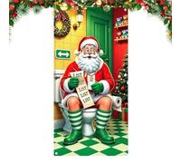 Christmas Door Banner - Santa Fabric Cover, Large Festive Entrance Decor | Santa Door Cover - Seasonal Welcome for Holiday Parties, Winter Gatherings | Large Fabric Hanging for Entryway Decoration