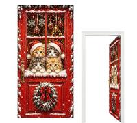 Christmas Door Banner - Santa Fabric Cover, Large Festive Entrance Decor | Santa Door Cover - Seasonal Welcome for Holiday Parties, Winter Gatherings | Large Fabric Hanging for Entryway Decoration