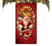 Christmas Door Banner - Santa Fabric Cover, Large Festive Entrance Decor | Santa Door Cover - Seasonal Welcome for Holiday Parties, Winter Gatherings | Large Fabric Hanging for Entryway Decoration