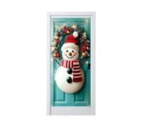 Christmas Door Cover 180cm Snowman Santa Cloth Banner Indoor Outdoor