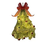 Christmas Door Swag | Realistic Pines Illuminated Christmas Decoration With Bow | LED String Pin Garland | Manteau Porch Centrapiece Farmhouse Indoor Outdoor Door Kitchen Window Fireplace