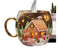 Christmas Glass Cup - Cadeau pour chaussette de Noël Tasse à café | 300 ml Festive Beverage Containers Seasonal Home Kitchen Drinkware for Milk Cold Drinks Hot Cocoa Water Wine