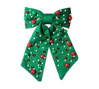 Christmas Hair Clip - Bows Hair Clip, Rhinestone Pearl Bow Barrette | Women Fashion Barrettes For Indoor Outdoor Party Holiday Celebration Festive Event Girls Garden Jewelry Prom Occasions French