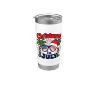 Christmas in July Drapeau USA Chapeau de Père Noël Lumières Hommes Femmes Enfants Gobelet isotherme en acier inoxydable double paroi