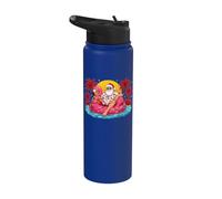 Christmas in July Shirt Santa Flamingo Float Summer Xmas Stainless Steel Insulated Water Bottle