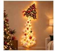 Christmas Magic Trail Wall Light Train with Cascading LEDs (#B) | Warm white glow, star and snowflake accents, battery powered, approx. 31.49 in tall