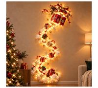 Christmas Magic Trail Wall Light Train with Cascading LEDs (#C) | Warm white glow, star and snowflake accents, battery powered, approx. 31.49 in tall