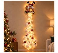 Christmas Magic Trail Wall Light Train with Cascading LEDs (#D) | Warm white glow, star and snowflake accents, battery powered, approx. 31.49 in tall