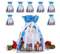 Christmas Package Bag, 8-Piece Reusable Drawstring Gift Wrap Bags, 9,45 x 12,6 pouces, Holiday Stocking Stuffer Sacks for Jewelry Wedding Favors Treats Candy Snacks Party Goodies Kids Friends Tree