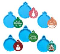 Christmas Silicone Mould, Christmas Resin Mould, Silicone Mould Epoxy Silicone Mould, Diy Resin Moulding Mould Christmas Tree Decoration Silicone Mould (6pcs)