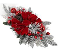 Christmas Staircase Decoration Cordless 60x30cm PVC Exquisite Realistic Stairway Swag for Table Wall Red Without Light