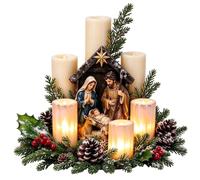 Christmas Tabletop Centerpiece - Flameless Candle Glow Holiday Light | 7.87x7.87x9.06in / 20x20x23cm (500g) | Premium Acrylic | Christmas Tabletop Centerpiece Light Ornament with Warm Flameless